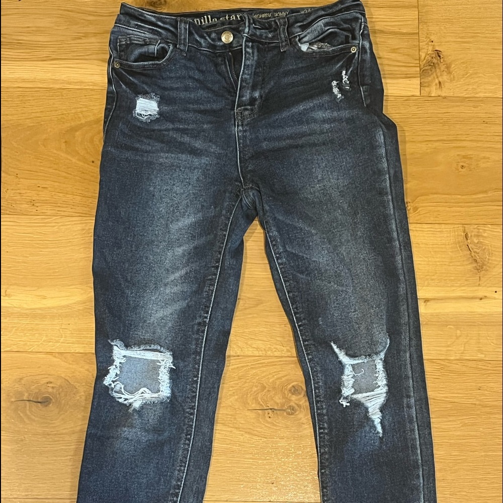 Ripped dark blue skinny jeans Size 28/7